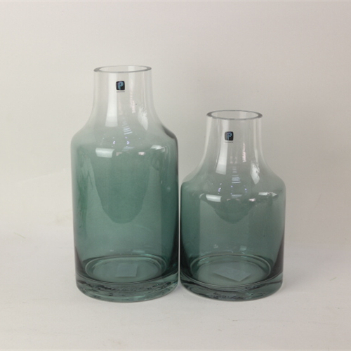 Professional Manufacturers Home Decorative Green Flower Vase Gradient Color Flower Modern Glass Vase