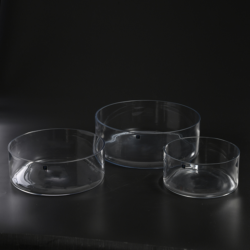 Glass bowl for candles heavy duty hand blown transparent glass candle holder for home decoration