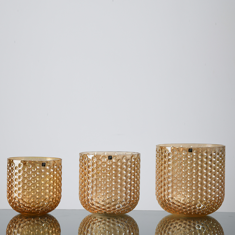 North American style leather floor portable glass candle holder