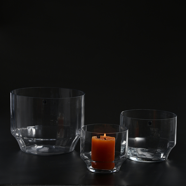 Glassware factory supply glass candle holder with floral for home decoration