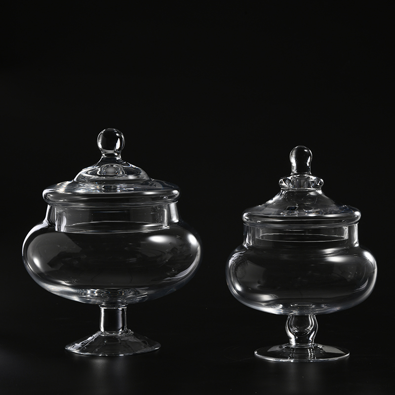 Hot Amazon Selling Luxury style hand-blown transparent glass Candy Jar glass marshmallow jar Chinese manufacture