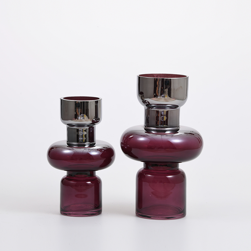 Heavy duty glass vase with round bottom and cylinder top electro-water design glass flower vase Chinese manufacture