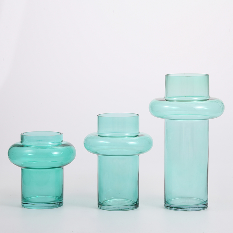 customized indoor home decorative glass flower vase with clear or colored custom design