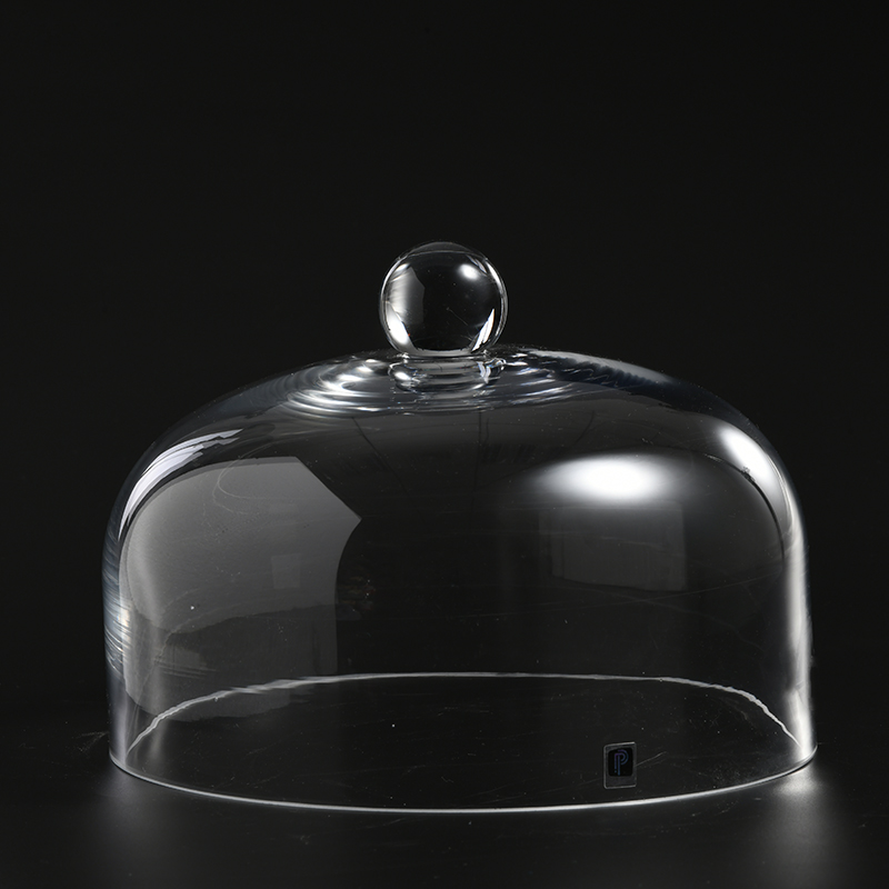 Thick Glass Cover with wood plate Dessert Bread Cake Display Stand professional Manufacture Supply For Party Decoration