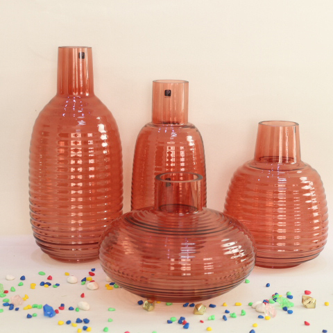 China Factory Multishaped Home Decoration Plant Pot Brown Color Glass Flower Vase