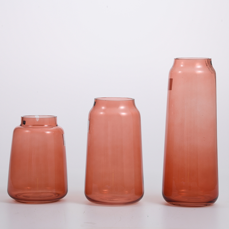 Heavy duty big glass bowl for luxury home decoration colored jar design glass flower vase flower containers
