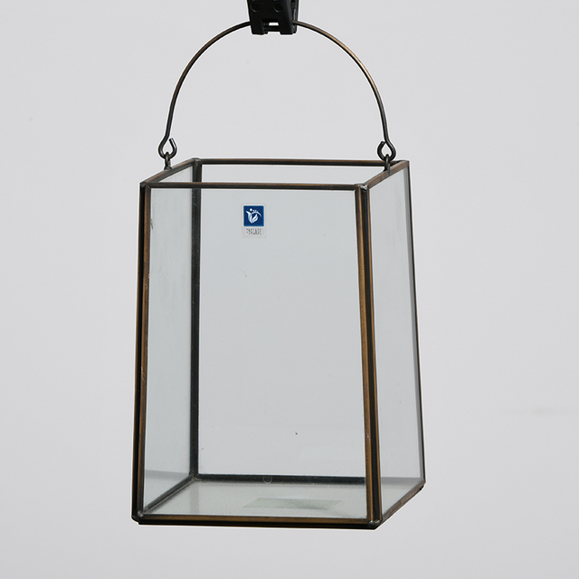 2021 New Products Brass Frame Glass Decorative Trapezoidal Gold Geometric Hanging Clear Glass Terrarium on sale