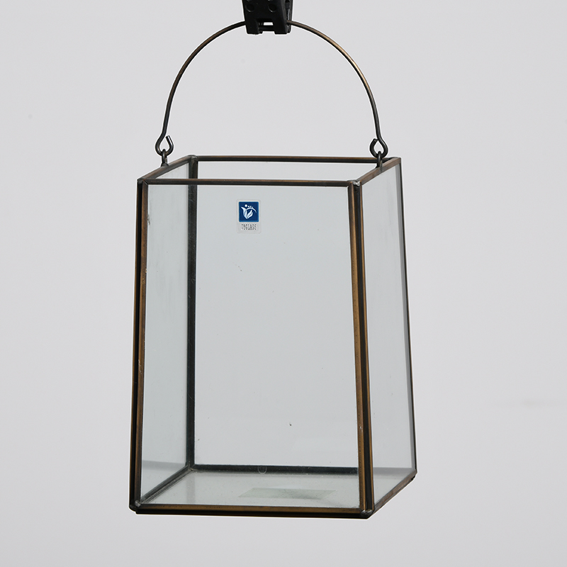 2021 New Products Brass Frame Glass Decorative Trapezoidal Gold Geometric Hanging Clear Glass Terrarium on sale