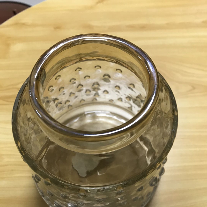 Small Size Modern Embossed Round Glass Vase For Home Decoration