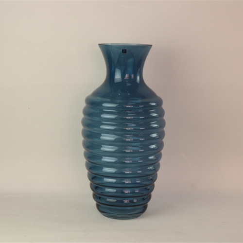 Promotional blue decorative transparent vase clear glass bottle flower vases for home decoration