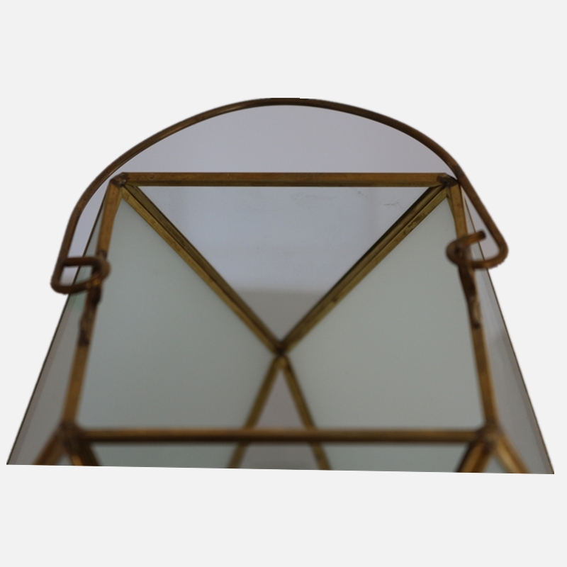 New design Brass frame white lens geometry terrarium made in China