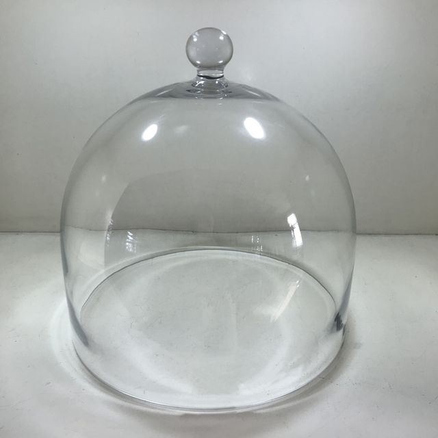 Manufactured in China Round Glass Dome Rubber Wood Stand for Cake or Dessert Food