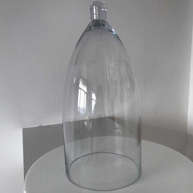 High performance handmade Clear Round Glass Dessert Table Stands With Stainless Steel Stand And Base