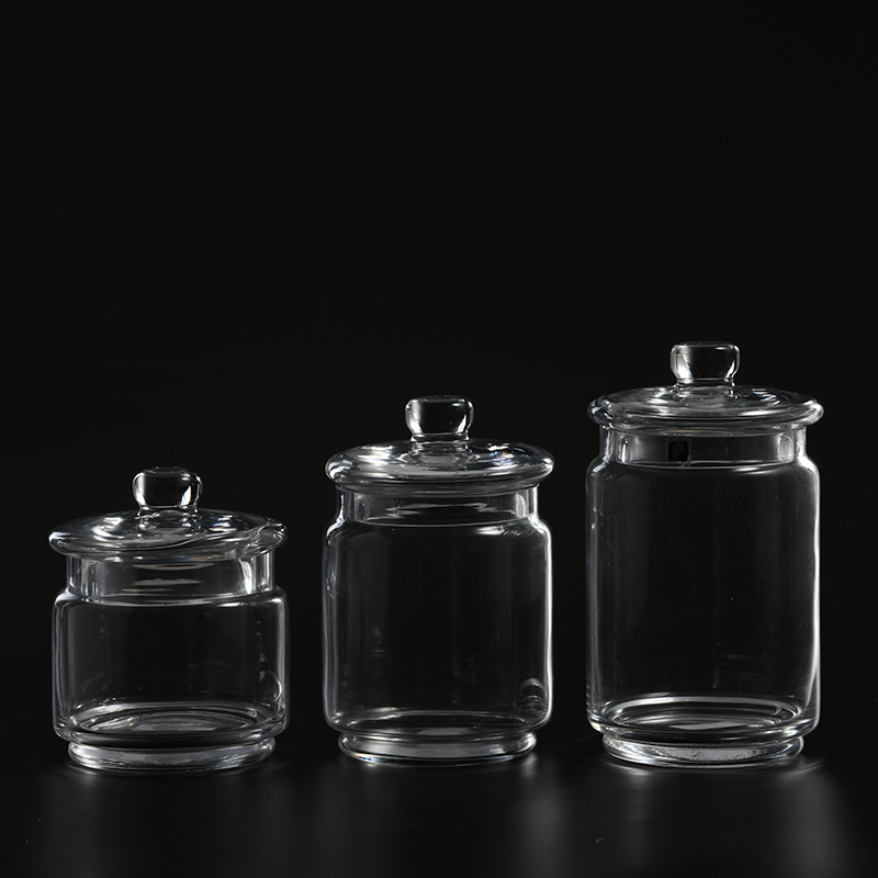 Food storage customized sizes heavy-duty transparent glass candy jar or marshmallow jar with lid hot sale design Amazon sellers