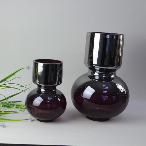 High Quality Purple Gradient Color Household Mini Flared Clear Glass Vase