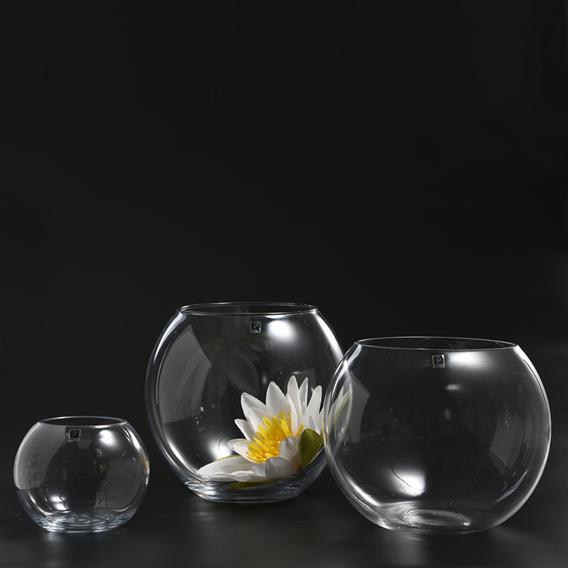 Blown made round bowl design transparent glass luster vase for decoration Manufacture supply