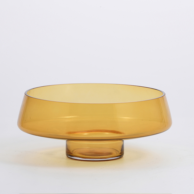 Transparent colored bowl design modern style with metal basic creative glass flower bowl vase on sale