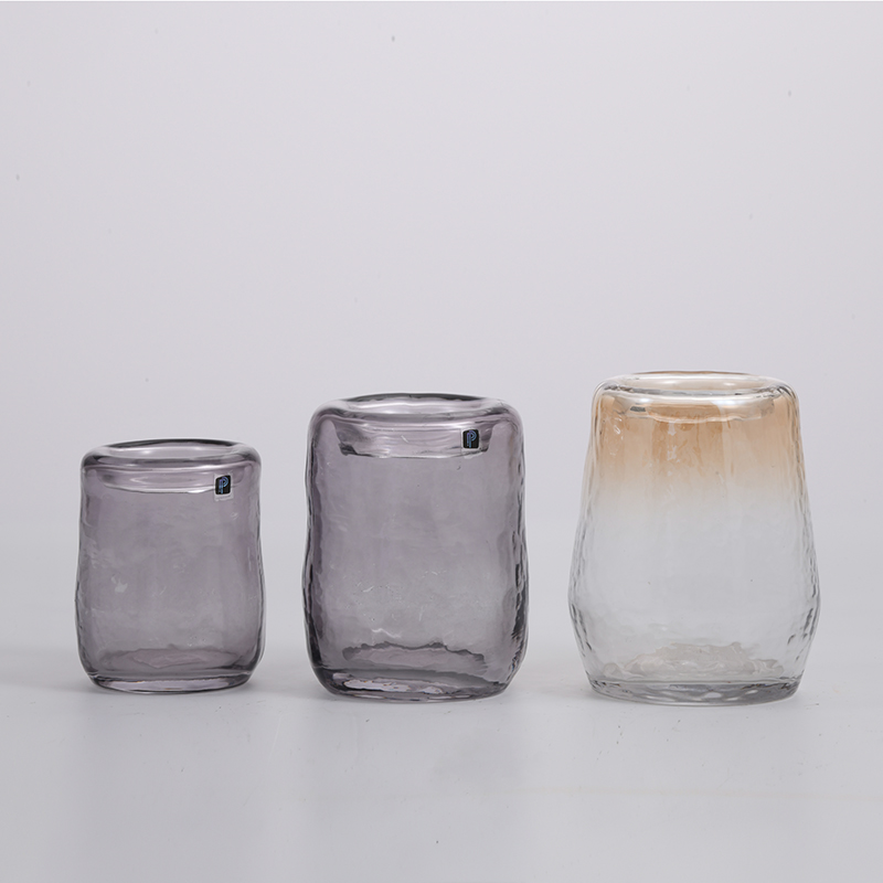Hand-blown transparent hot sale floral design glassware for home decors glass flower vase Chinese manufacture