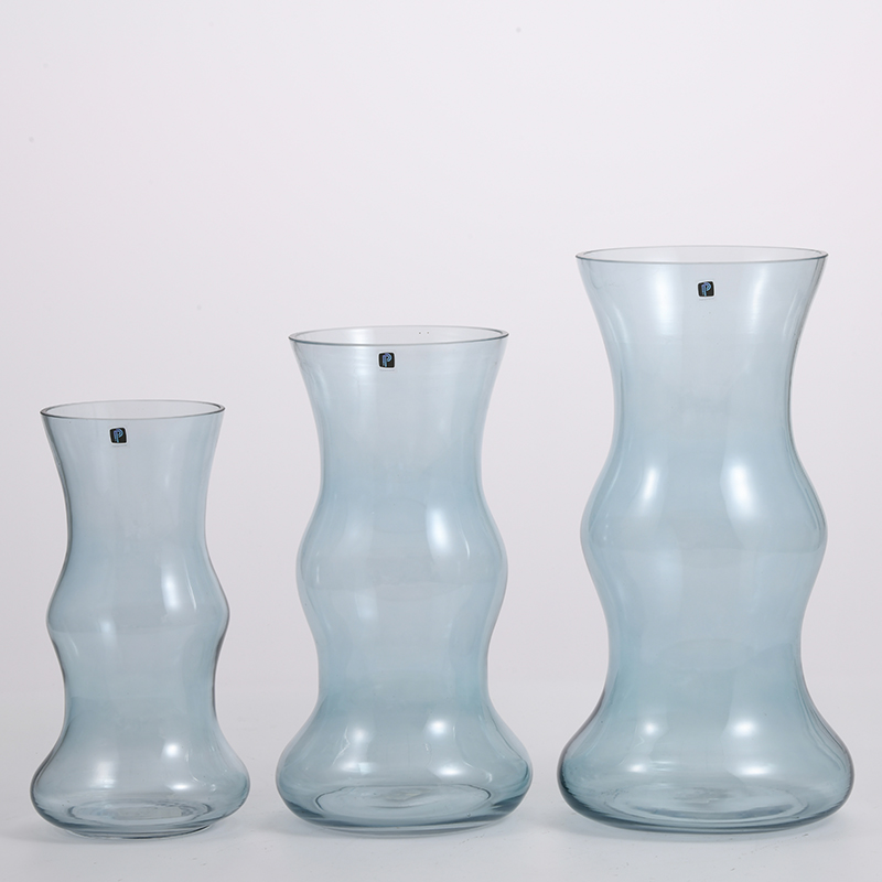 Blue color hot selling design glass flower vase for home decoration factory directly supply