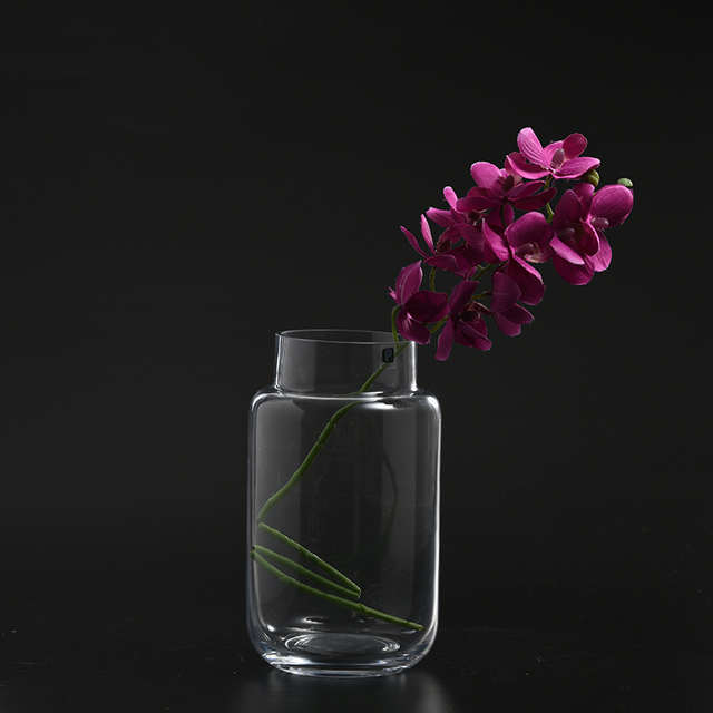 Tabletop special nordic design transparent hand-blown heavy clear glass flower vase