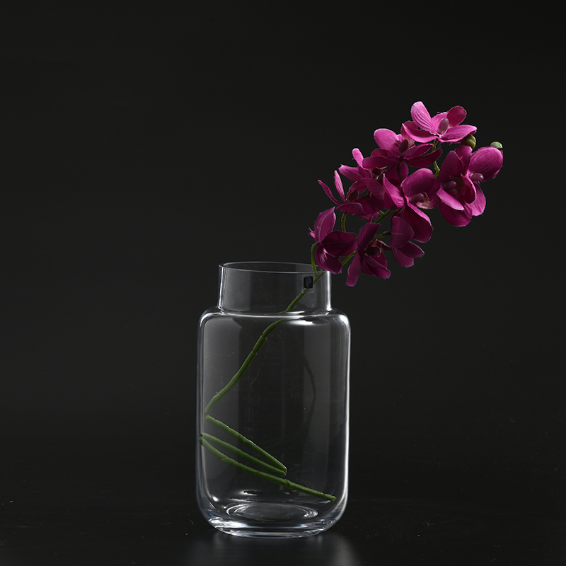Tabletop special nordic design transparent hand-blown heavy clear glass flower vase