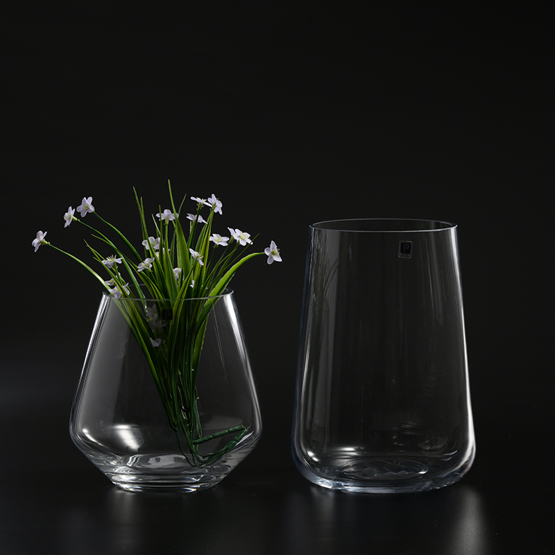 Hot sell open mouth special design different patterns and sizes hand-blown glass flower vase