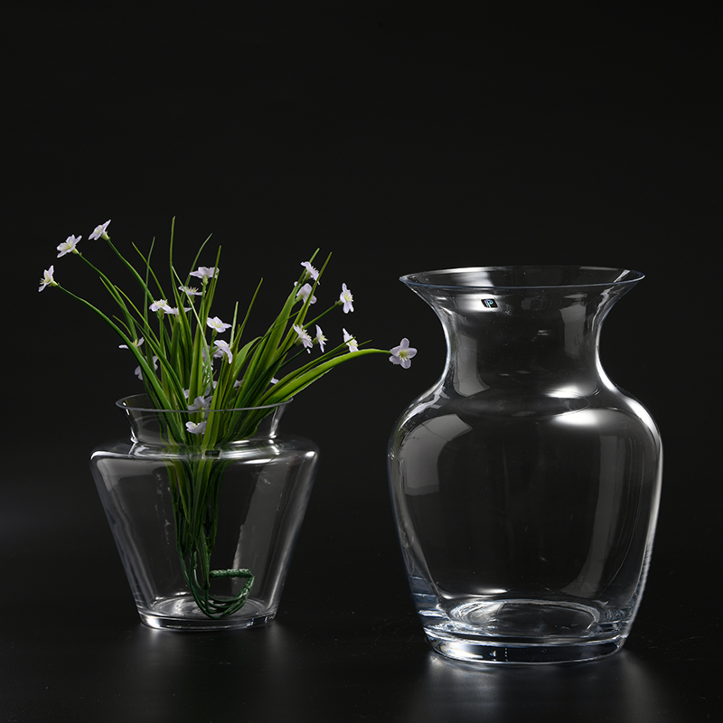 Hot sell open mouth special design different patterns and sizes hand-blown glass flower vase