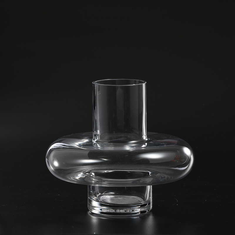 Hand-blown nordic style very special design transparent glass flower vase on sale