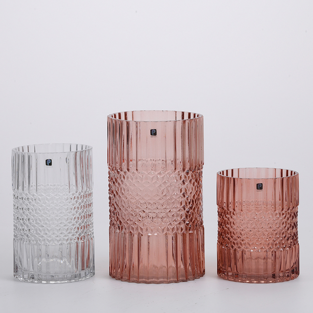 Transparent blue cylinder glass vase Luxury heavy duty flower glass bottle vase manufacture supply