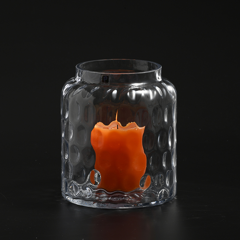 Glassware factory supply flower container candle container glass candle holder with flower for home decoration