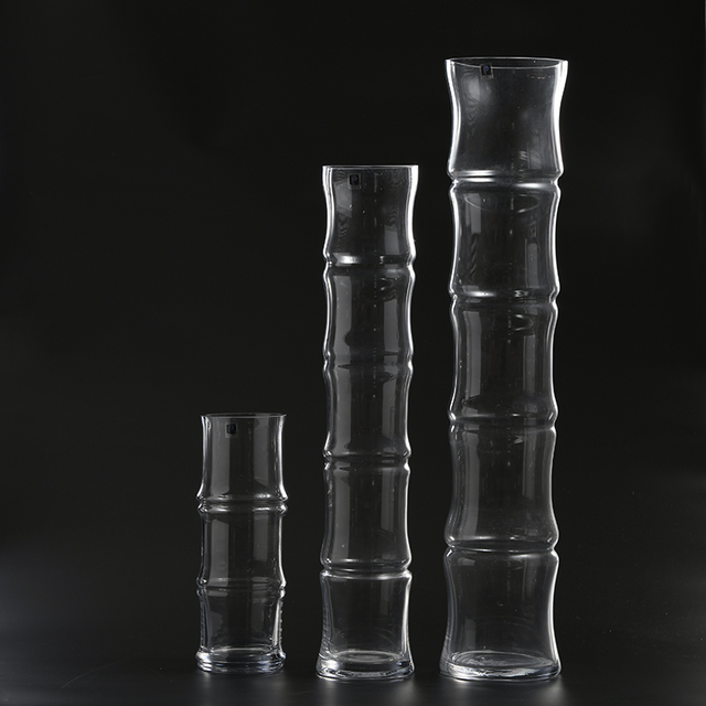 Hand-blown clear glassware bamboo design modern style glass flower vase for home decoration