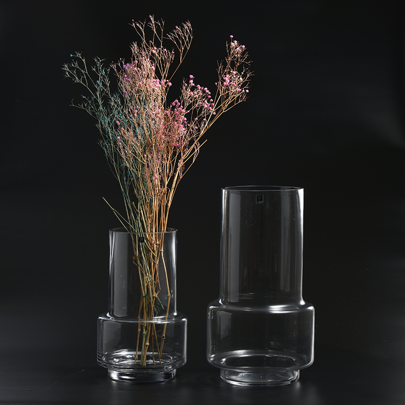 Hand-blown clear glassware bamboo design modern style glass flower vase for home decoration