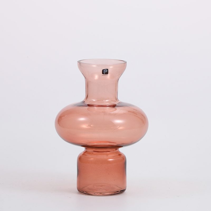 Heavy duty glass vase with round bottom and cylinder top electro-water design glass flower vase Chinese manufacture