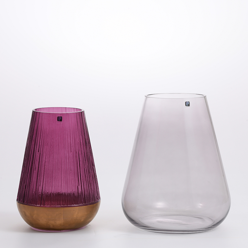 Glassware factory supply golden glass paint special design glass flower vase on sale