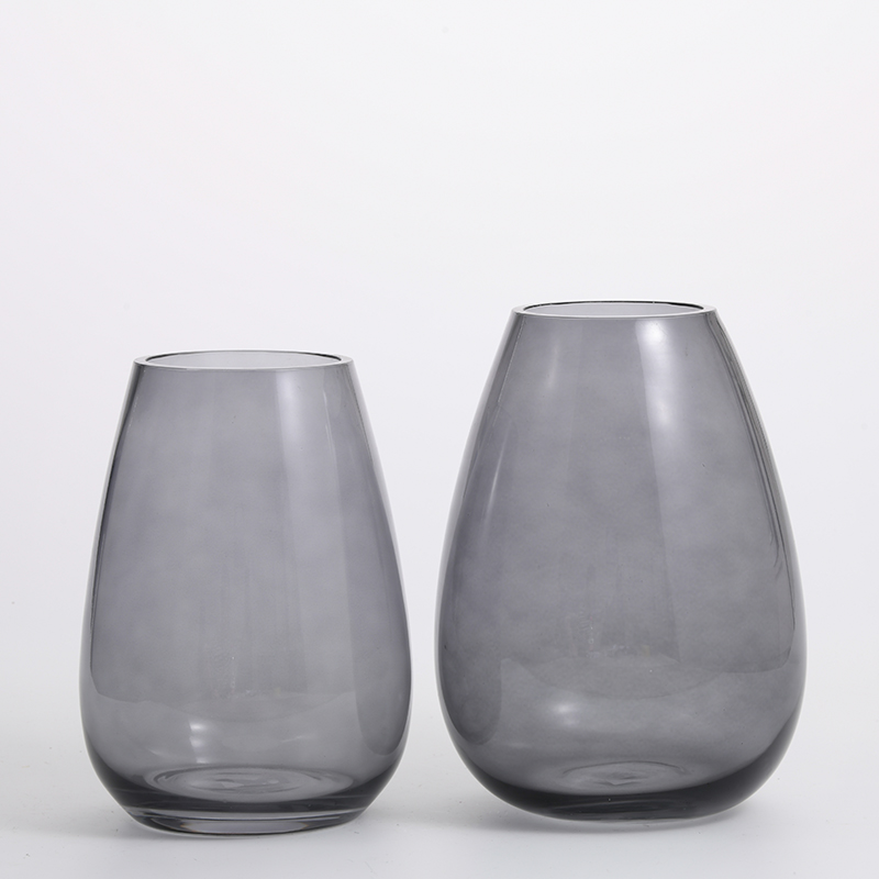 Hand-blown heavy duty transparent home decorative glass flower vase with leather handle Chinese manufacture supply
