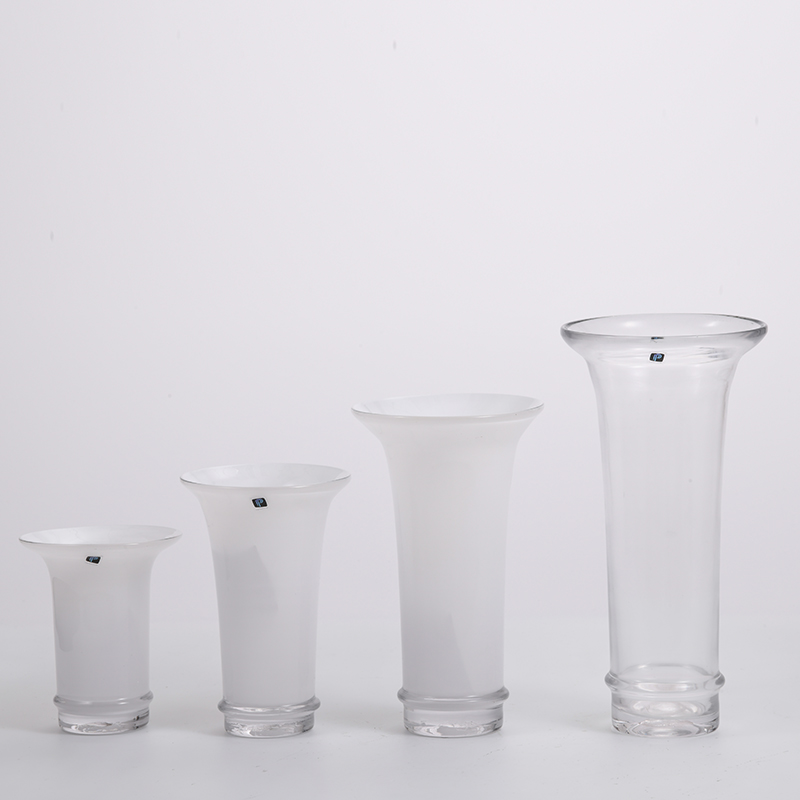 Simple design White enamel painting glass vase for decoration flower glass flower vase manufacture supply