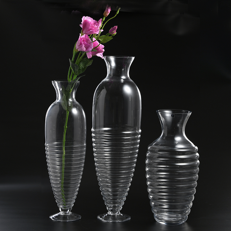 European style glass vase hot sell different sizes customized transparent hand-blown glass flower vase manufacture