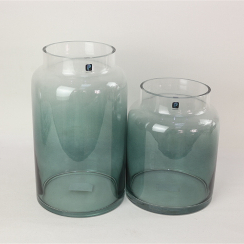 Chinese modern living room decoration translucent color glaze blue ceramic flower vase