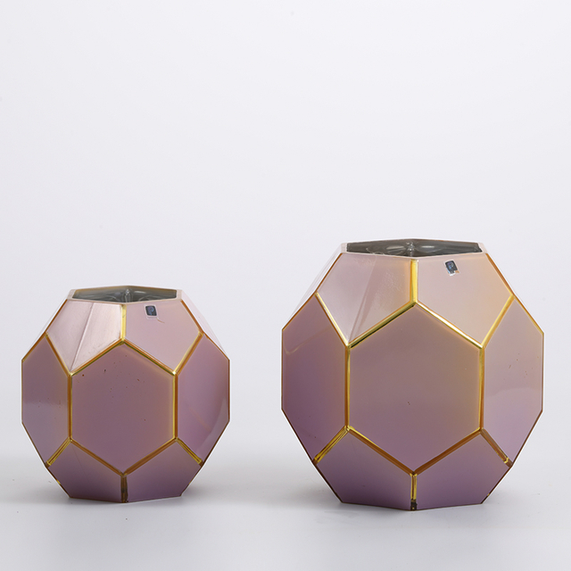 Hot selling Glassware pink green glass vase diamond design glass flower vase for home decoration