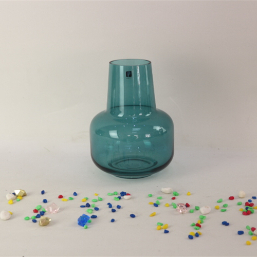 Customized size fashionable colored glass flower vase home decorative glass flower pot