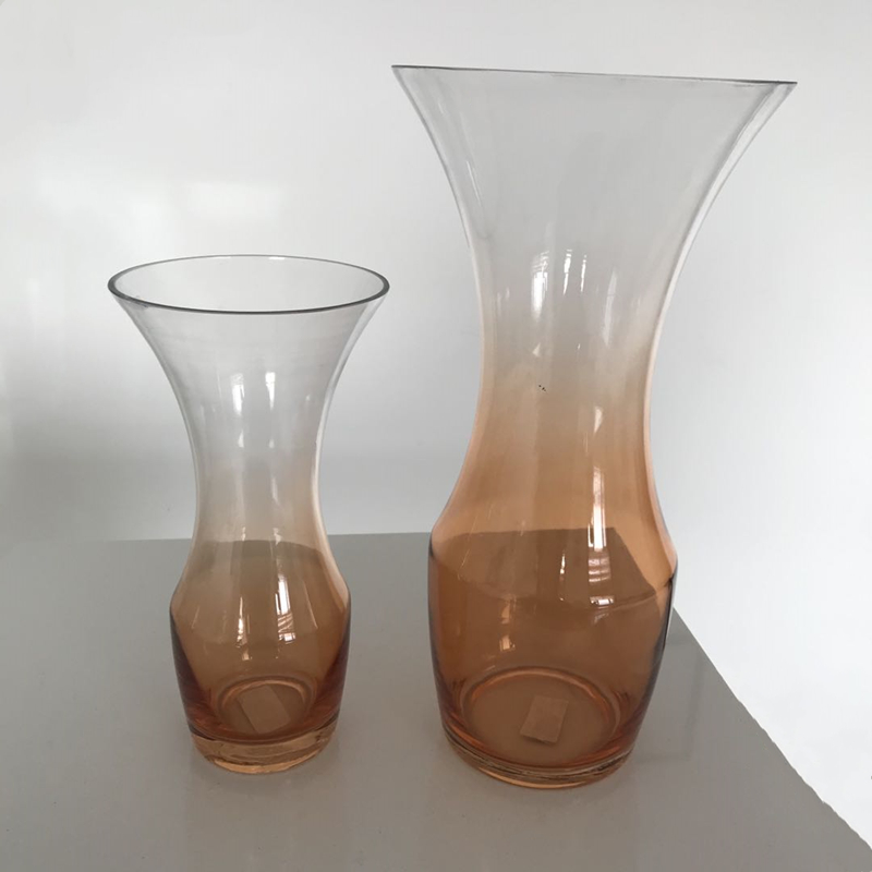 Wholesale Modern Design Color Smoked Decorative Recycled Glass Vase With Metal Stand