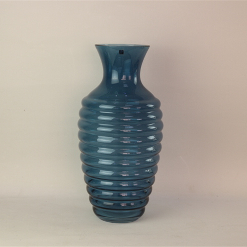 Hot selling unique design home decorative small glass flower vase blue glass crystal vases