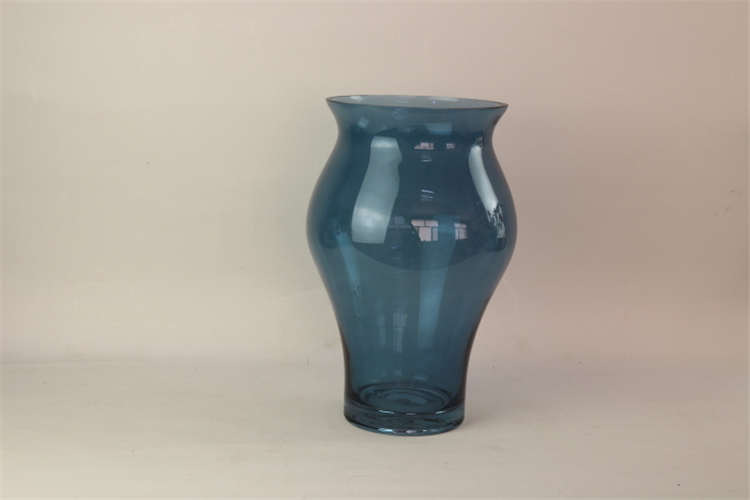Promotional blue decorative transparent vase clear glass bottle flower vases for home decoration
