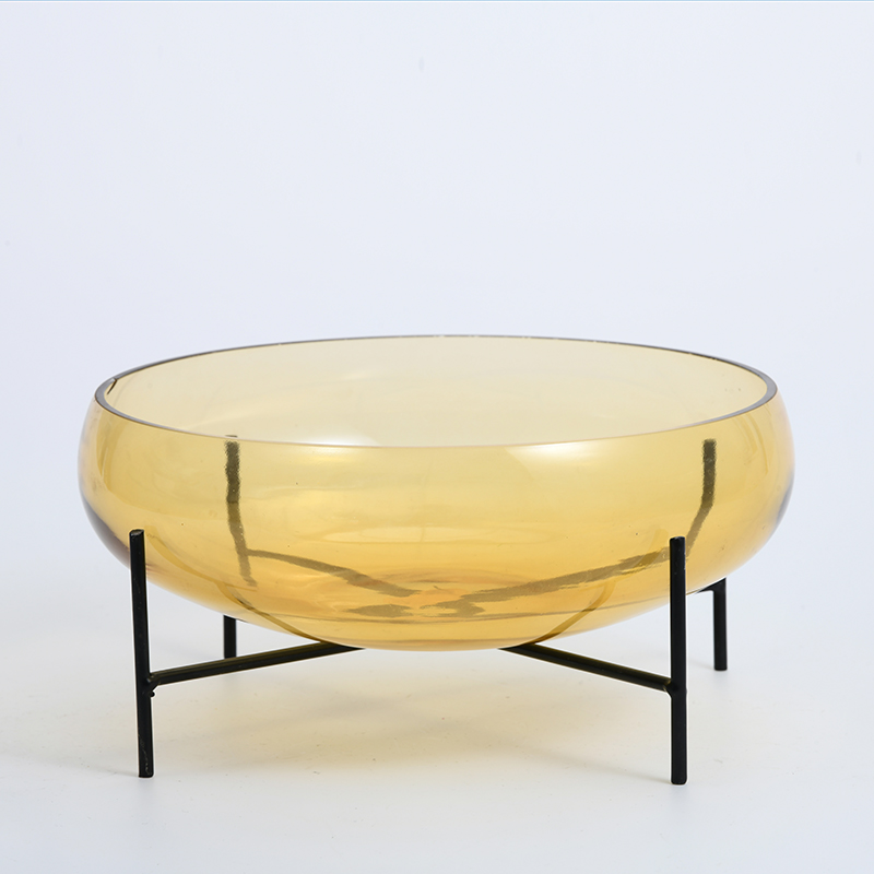 Yellow colored bowl flower vase design modern style creative glass flower bowl vase on sale