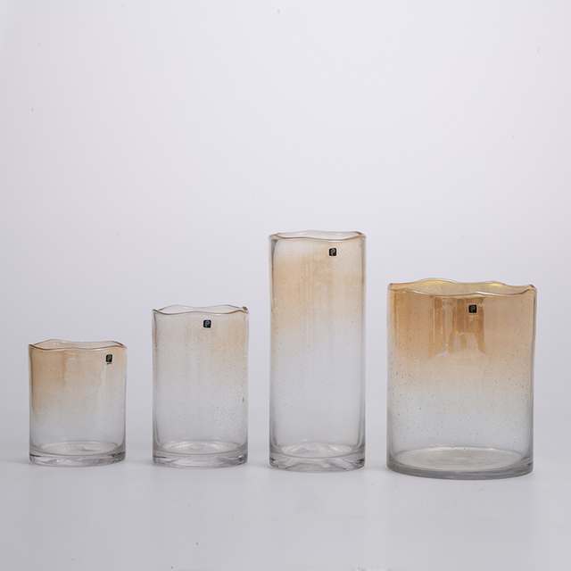 Hand-blown glassware for home decors glass flower container with glass top glass flower vase Chinese manufacture