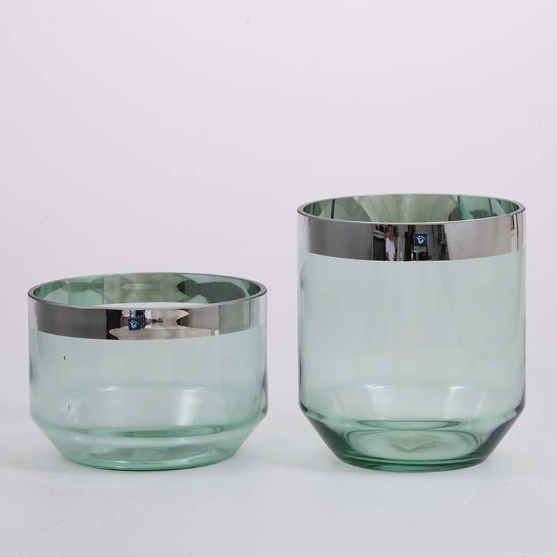 Hot selling green transparent design glass flower vase for home decoration factory directly supply