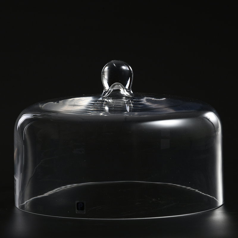 Hand-blown heavy duty glass cake cover with crystal ball top for home or party decoration cake stand cover round dome on sale