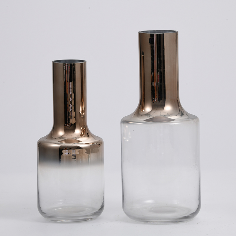 Transparent glass vase with small point painting on tall bottle design glass flower vase for home deco factory directly supply