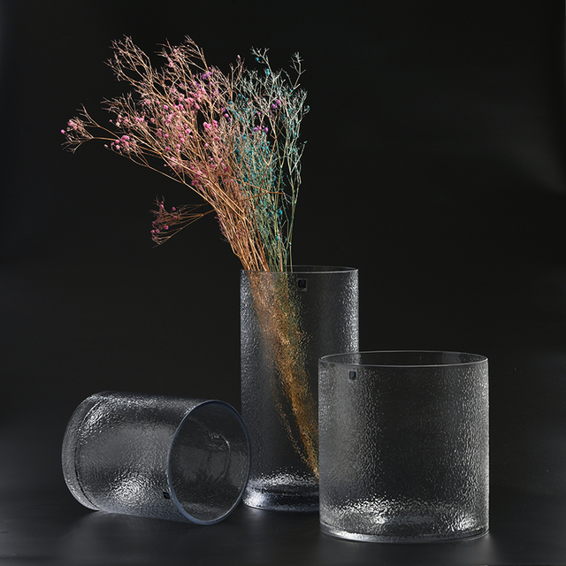 Glass flower container vase customized transparent hand-blown clear thick glass flower vase on sale