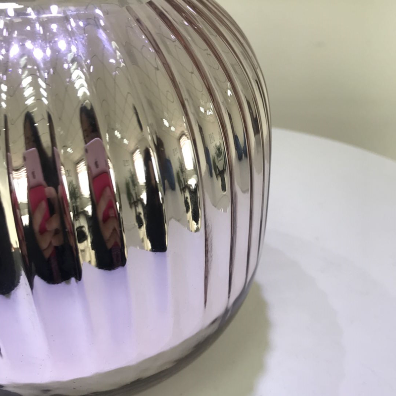 Contemporary Home Accessories Vase With Metal Bottleneck And Round Bottom